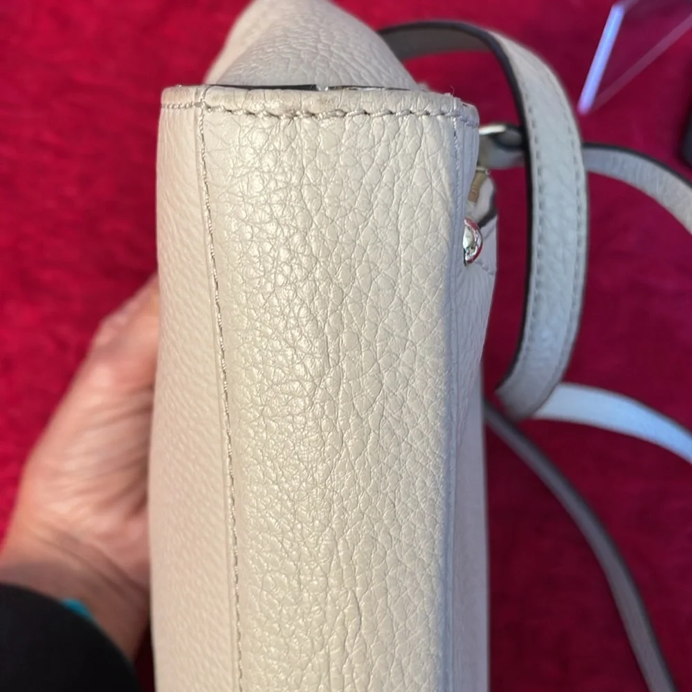 KATE SPADE SAVILLA BAXTER STREET SEEDPEARL CROSSBODY BEIGE LEATHER GOLD HARDWARE